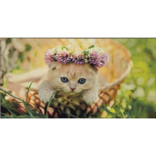Карпет "Котенок в веночке"; 80x150 см; зеленый;бежевый; прямой