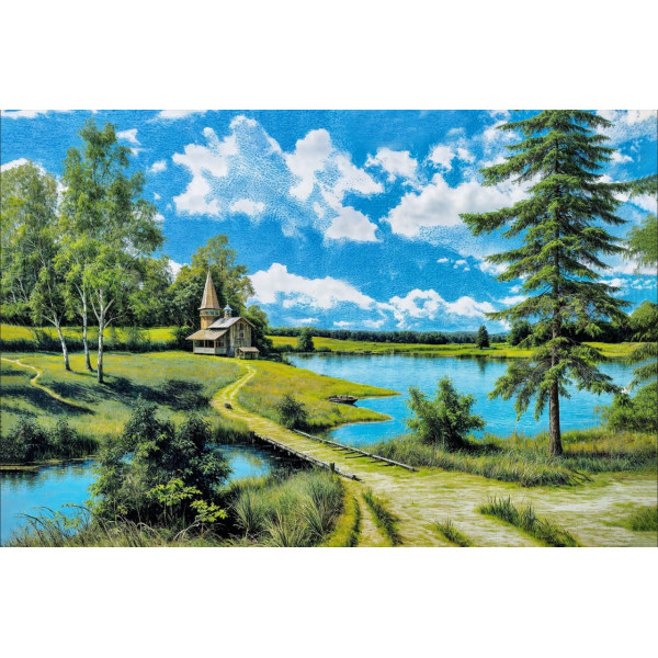 Карпет "NATURE 439-41"; 200x400 см; прямой; зеленый;синий