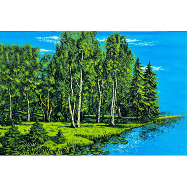 Карпет "NATURE 435-41"; 100x150 см; прямой; зеленый;синий