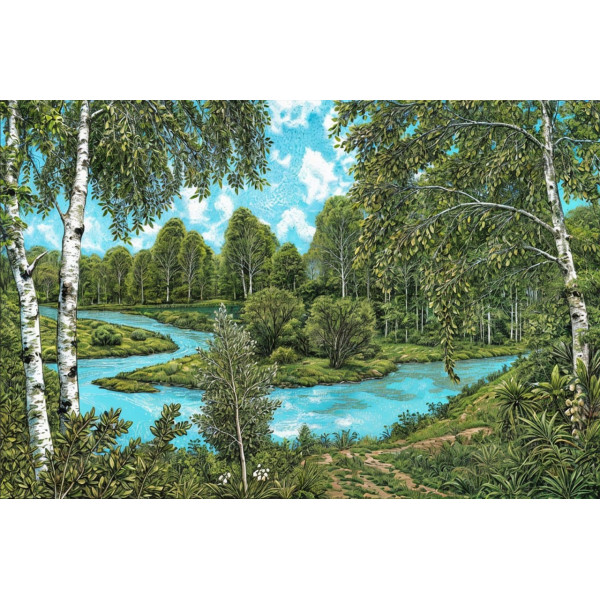 Карпет "NATURE 434-41"; 100x150 см; прямой; зеленый;синий
