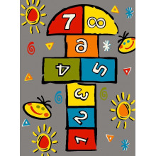 Ковер "Фэнси 20723_22066_n"; 150x300 см; зеленый;серый;красный;синий; прямой