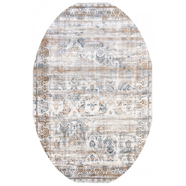 Ковер "BELLA 008A CREAM SHIRINK / BLUE FDY"; 160x300 см; ; овал