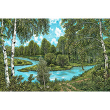 Карпет "NATURE 434-41"; 200x300 см; прямой; зеленый;синий