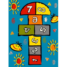 Ковер "Фэнси 20723_22088_n"; 150x300 см; голубой;красный;желтый; прямой