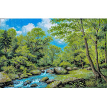 Карпет "NATURE 430-41"; 200x400 см; прямой; зеленый;синий