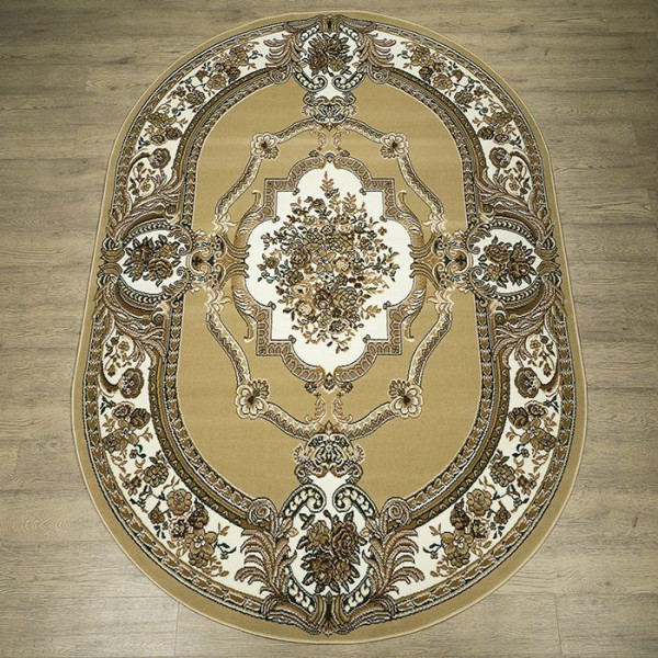 Ковер "Лайла де Люкс 15318_10222_o"; 140x190 см; бежевый; овал